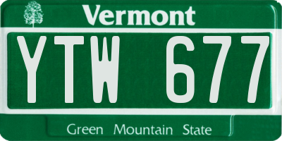 VT license plate YTW677