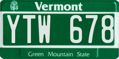 VT license plate YTW678