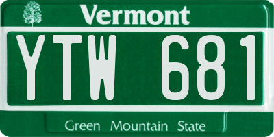 VT license plate YTW681