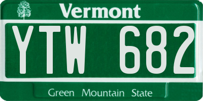 VT license plate YTW682