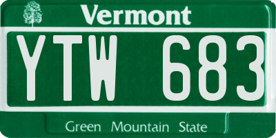 VT license plate YTW683