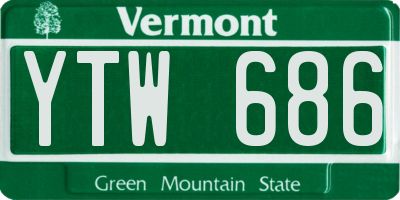 VT license plate YTW686