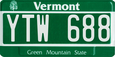 VT license plate YTW688