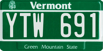 VT license plate YTW691