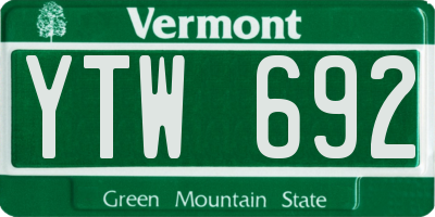 VT license plate YTW692