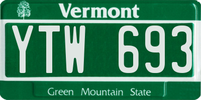 VT license plate YTW693