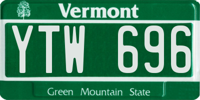 VT license plate YTW696