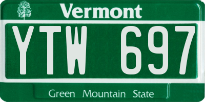 VT license plate YTW697