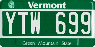 VT license plate YTW699