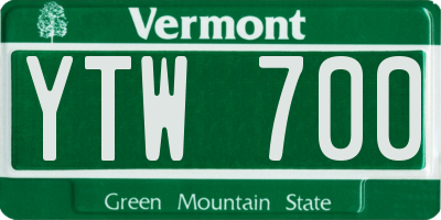 VT license plate YTW700