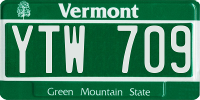 VT license plate YTW709