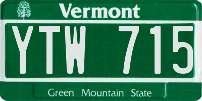 VT license plate YTW715