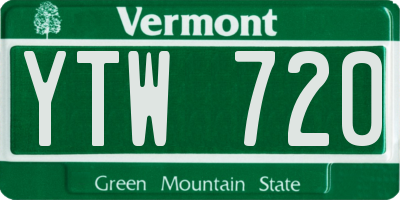 VT license plate YTW720