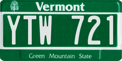 VT license plate YTW721