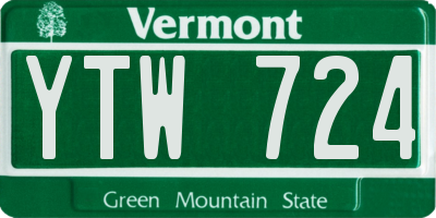 VT license plate YTW724
