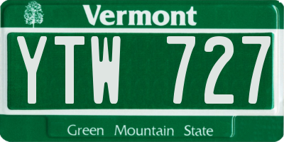 VT license plate YTW727
