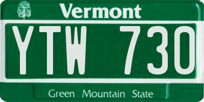 VT license plate YTW730