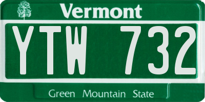 VT license plate YTW732