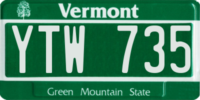 VT license plate YTW735