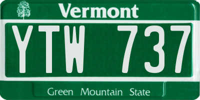 VT license plate YTW737