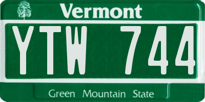 VT license plate YTW744