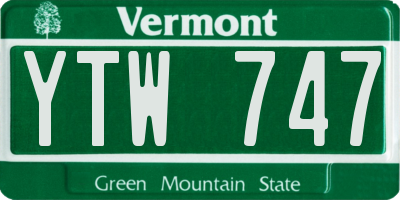 VT license plate YTW747