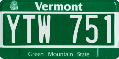 VT license plate YTW751