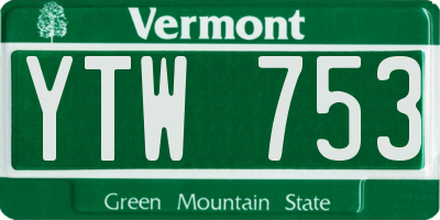 VT license plate YTW753