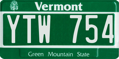 VT license plate YTW754