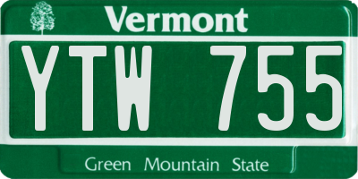 VT license plate YTW755