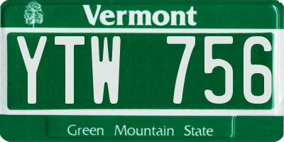 VT license plate YTW756