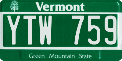 VT license plate YTW759