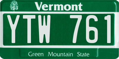 VT license plate YTW761