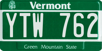 VT license plate YTW762