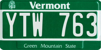 VT license plate YTW763