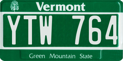 VT license plate YTW764