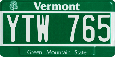 VT license plate YTW765