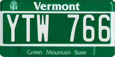 VT license plate YTW766