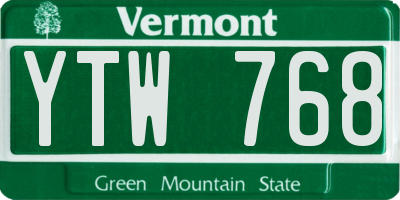VT license plate YTW768