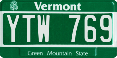 VT license plate YTW769