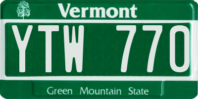 VT license plate YTW770