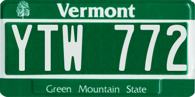VT license plate YTW772