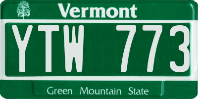 VT license plate YTW773