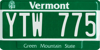 VT license plate YTW775
