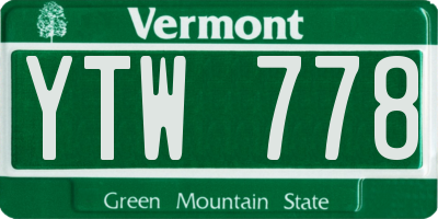 VT license plate YTW778