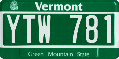VT license plate YTW781