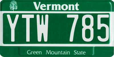 VT license plate YTW785