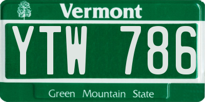 VT license plate YTW786