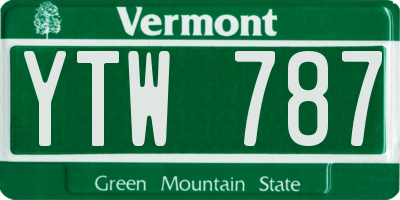 VT license plate YTW787