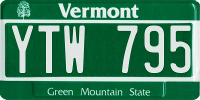 VT license plate YTW795